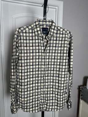 Stitch Note Egyptian Cotton Gingham Check Button Down Shirt Size M#322